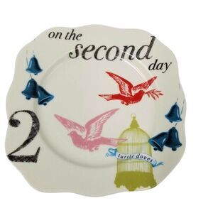 Rosanna 12 Days Christmas Plates 2nd Day Doves Appetizer Salad Dessert Square 6"
